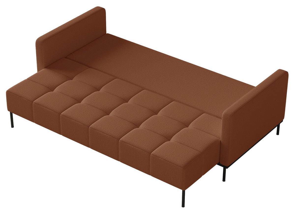 SCHLAFSOFA Skilia mit Schlaffunktion, 3-Sitzer 224 cm - Schwarz/Kupferfarben, Textil/Metall (224/85/102cm) - Selsey