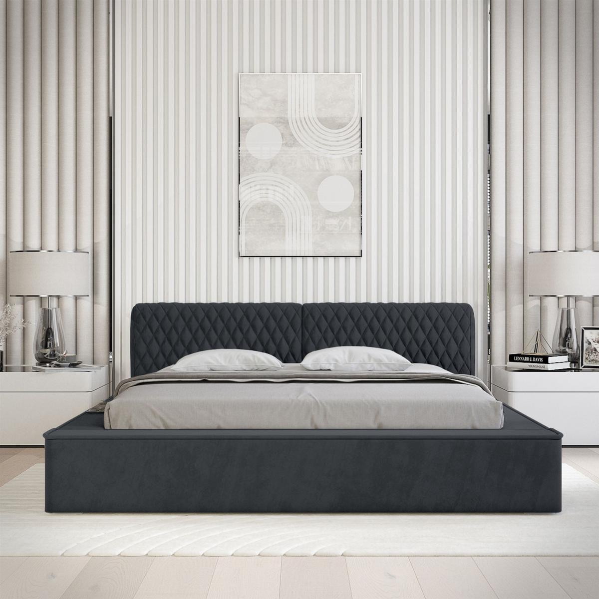 POLSTERBETT Norfolk Stoff Ditra - Blau, Holzwerkstoff/Textil (160/200cm) - Fun Möbel