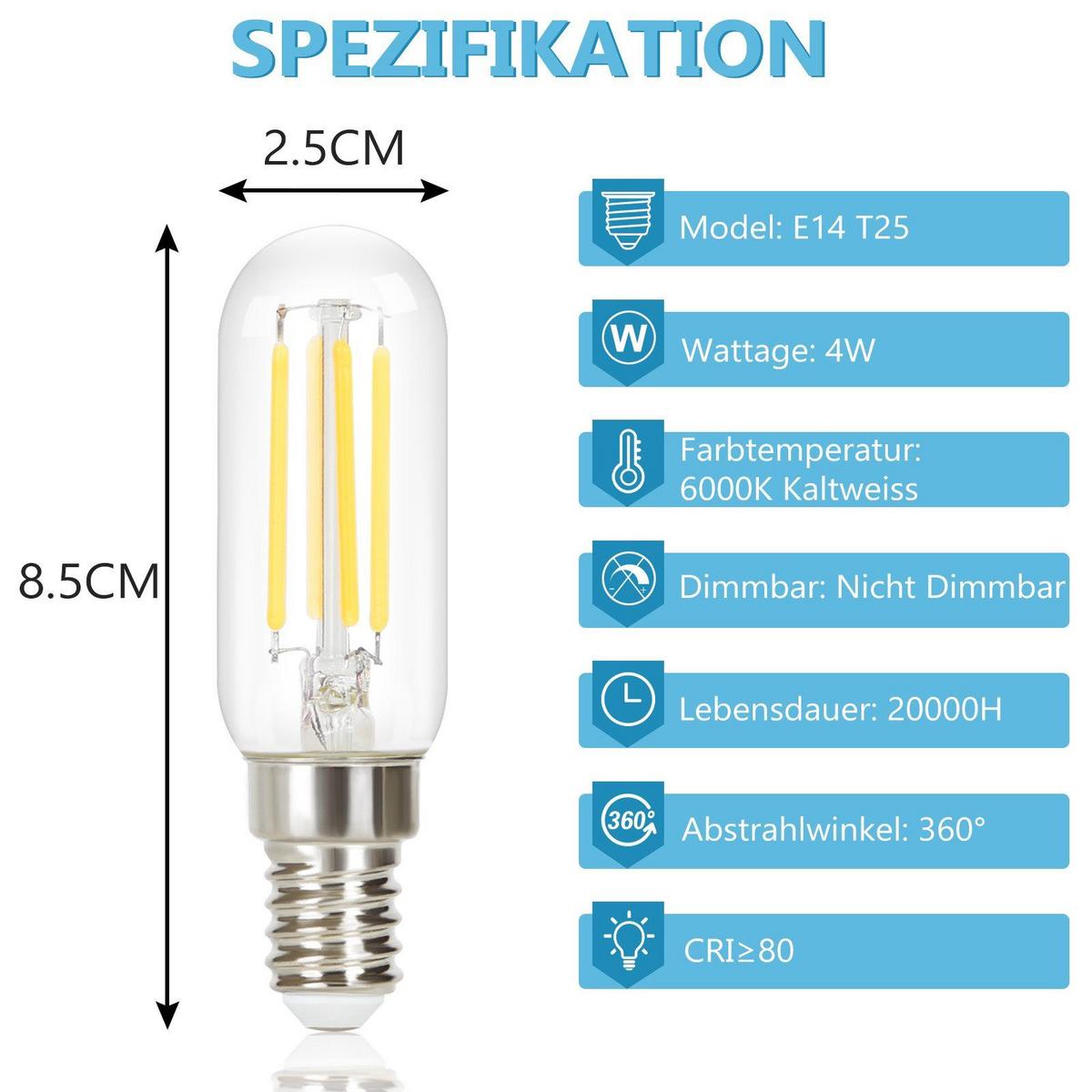 LED-LEUCHTMITTEL Aub II 8.5/2.5/2.5cm(4er-set) - Transparent, Glas (2.5/2.5cm) - Nettlife