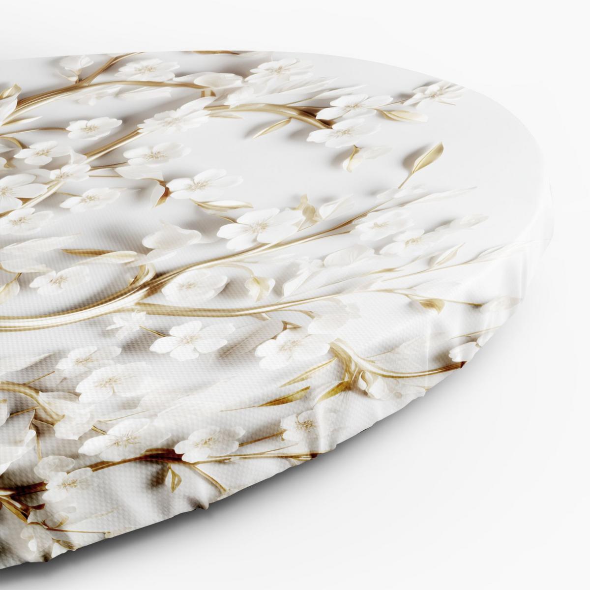 RUNDES BILD Gold 40/40 cm - Goldfarben/Weiß, Textil (40/40cm) - KUNSTLOFT