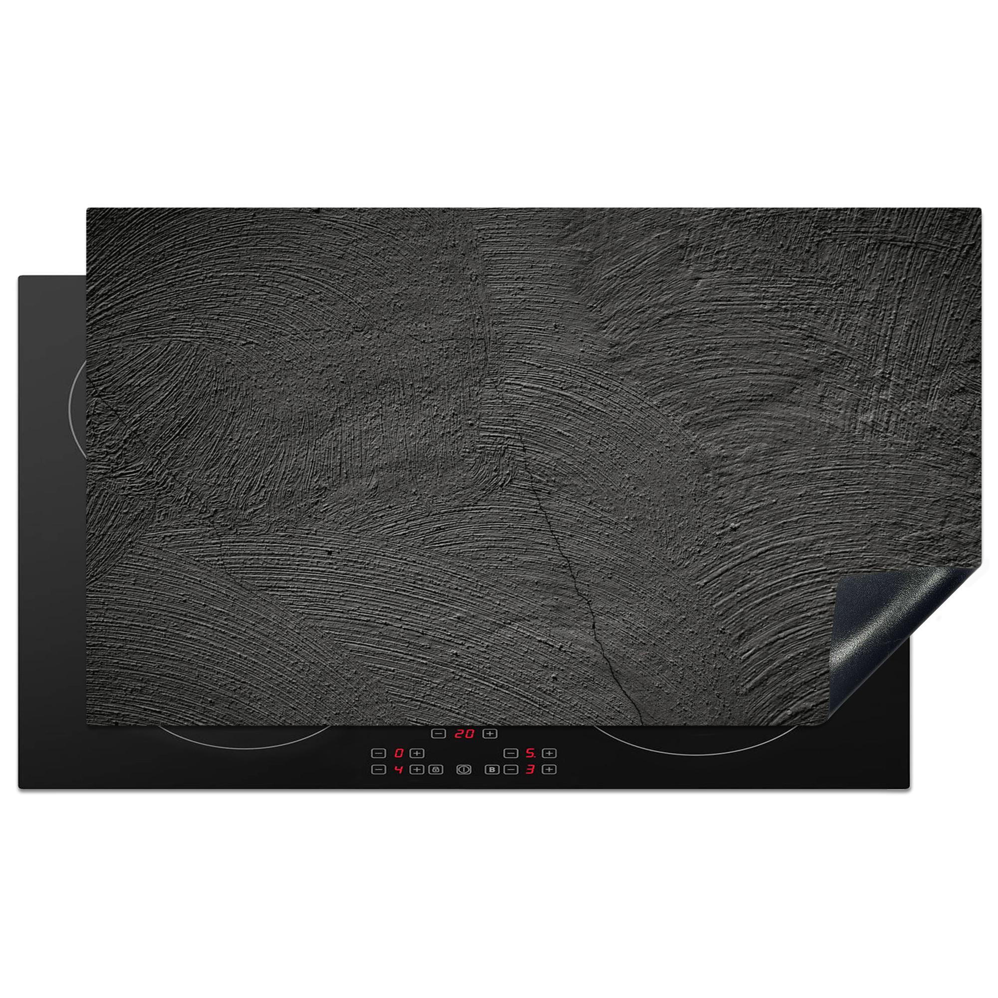 HERDABDECKPLATTE Beton - Schwarz - Industriell Induktionsschutz 91.6x52.7 cm - Anthrazit, Kunststoff (91.6/52.7/0.2cm) - MuchoWow