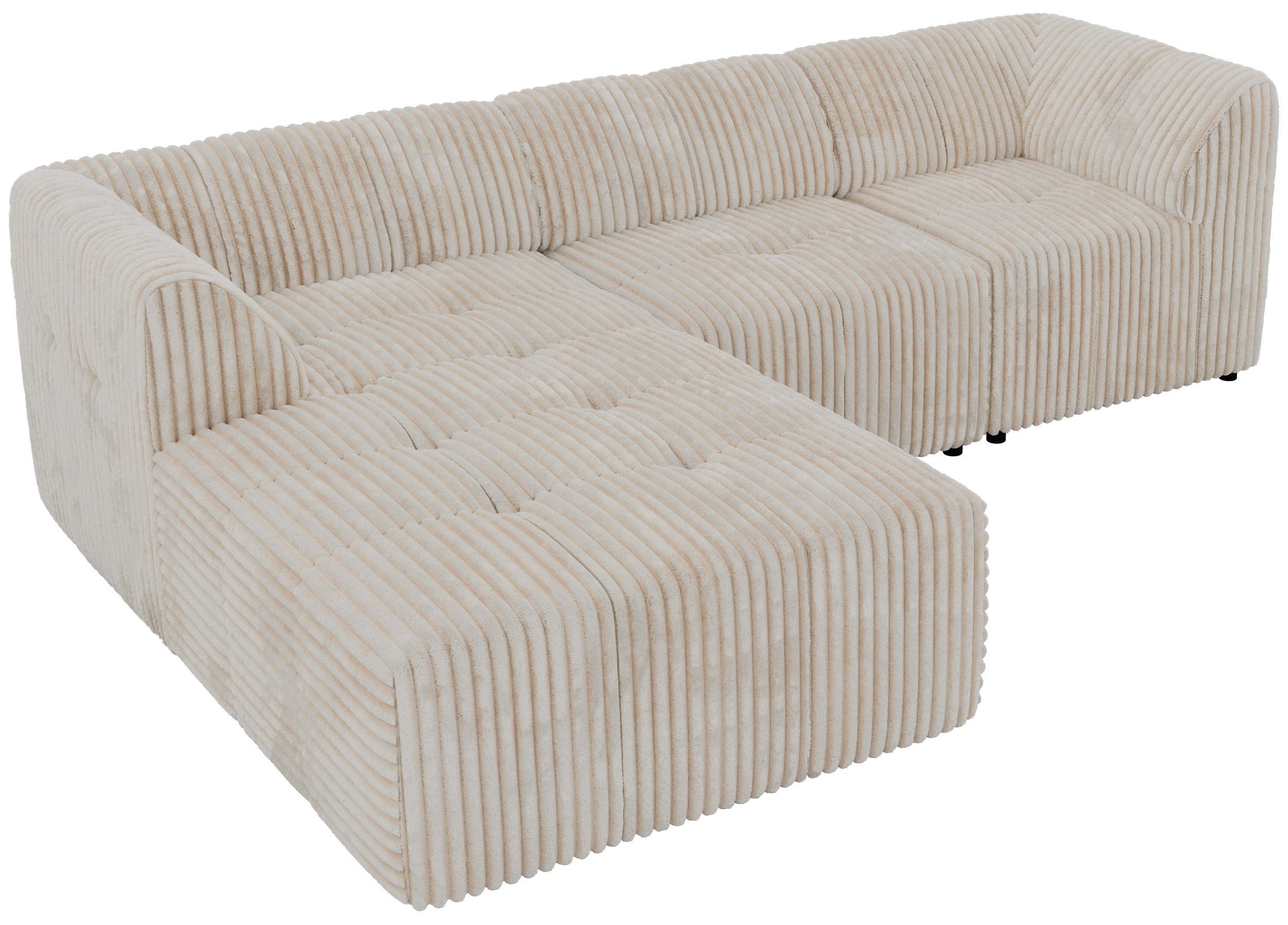 ECKSOFA VORITA L 3M - Beige Cord - Links Seite - Beige/Creme, Kunststoff/Textil (267/176cm) - MKS