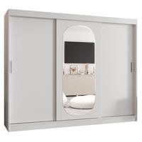 SCHIEBETÜRENSCHRANK mit Spiegel ROYAL 200/250/62 3-türig - Silberfarben/Weiß, Holz (250/62/250cm) - MÖBEL KRYSPOL