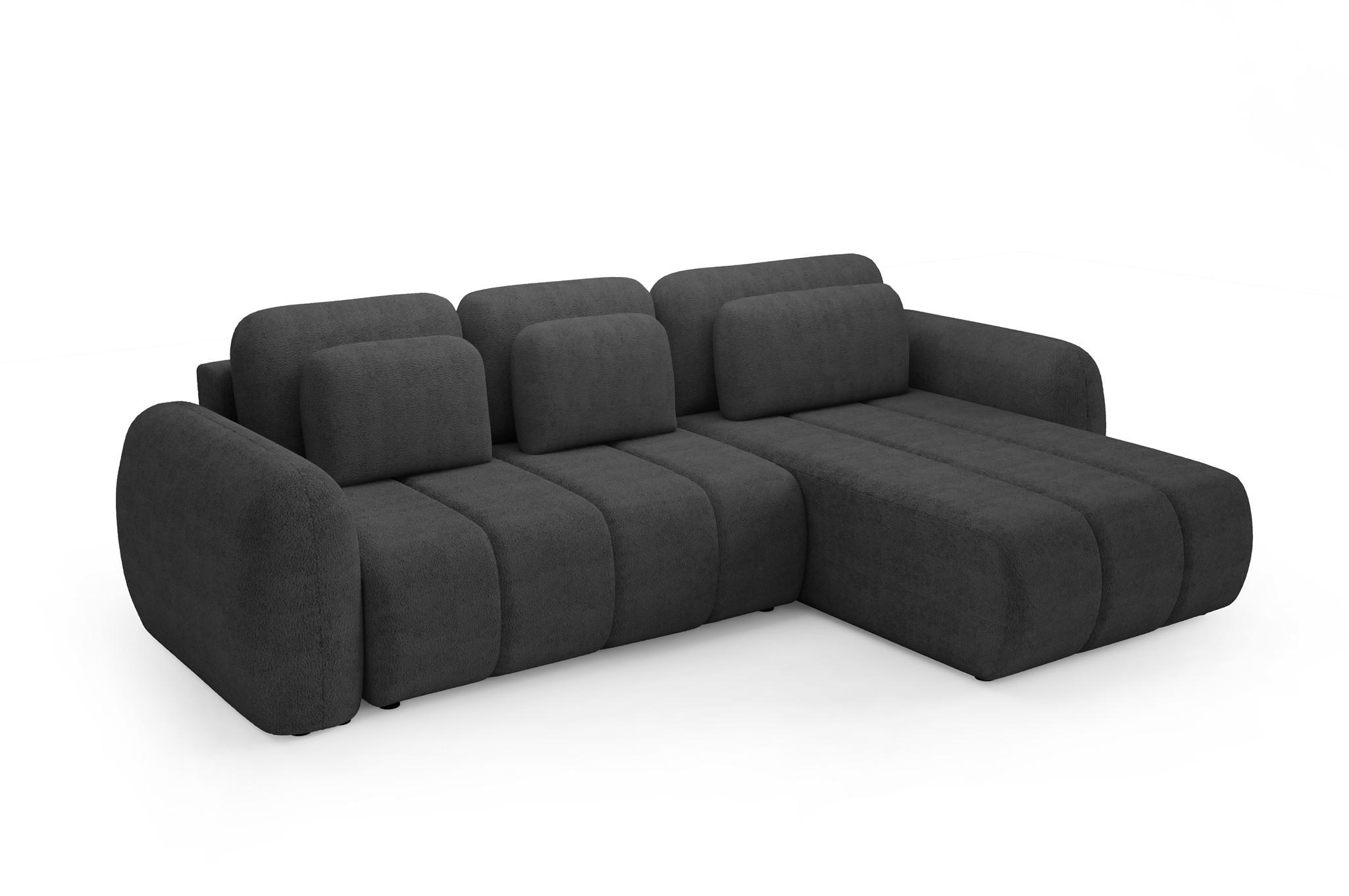 ECKSOFA Caria Mit Schlaffunktion - Anthrazit, Holzwerkstoff/Textil (304/190cm) - Fun Möbel