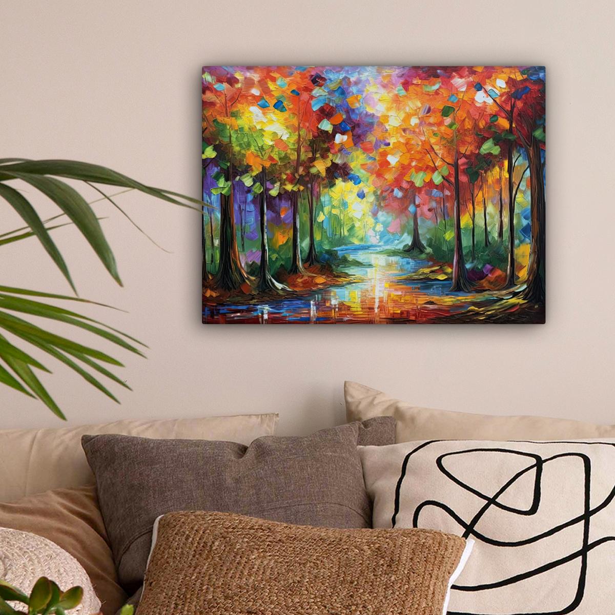LEINWANDBILD Landschaft - Wald - Farben - Natur Wandbild 40x30 cm - Multicolor, Textil (40/30cm) - MuchoWow