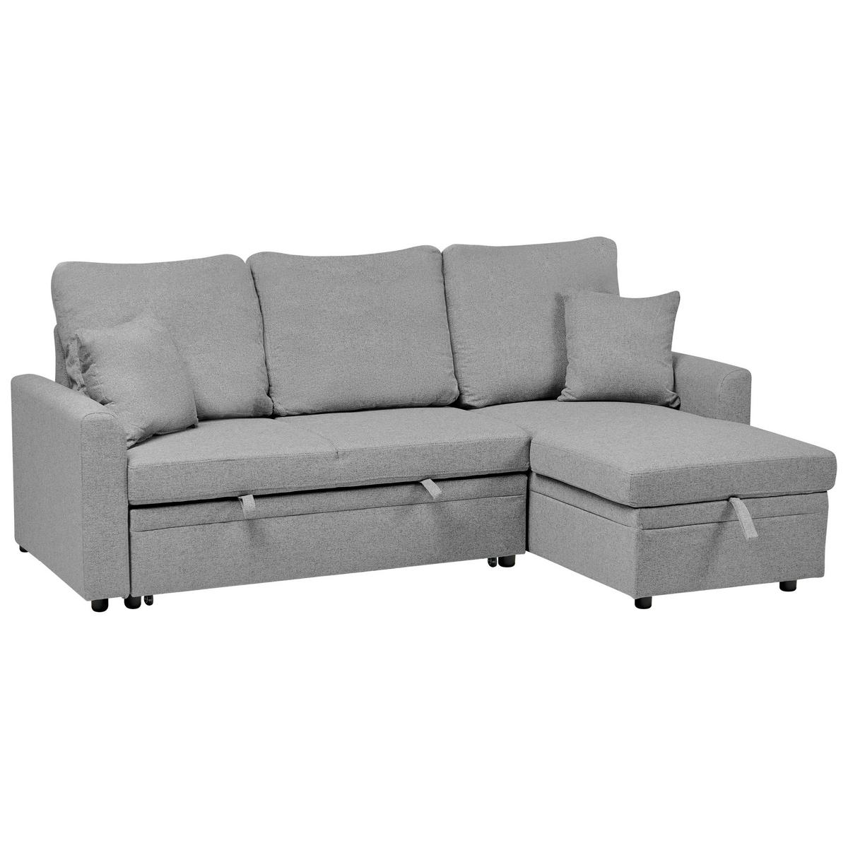 ECKSCHLAFSOFA 3-Sitzer Kunstleinen Grau linksseitig Nassjo - Grau, Textil (210/131cm) - Beliani
