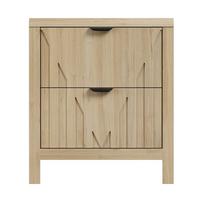 NACHTTISCH Eichenoptik mit 2 Schubladen Mid-Century Modern Metallgriffe - Eichefarben, Holzwerkstoff (48/55.5/40cm) - Urban Meuble