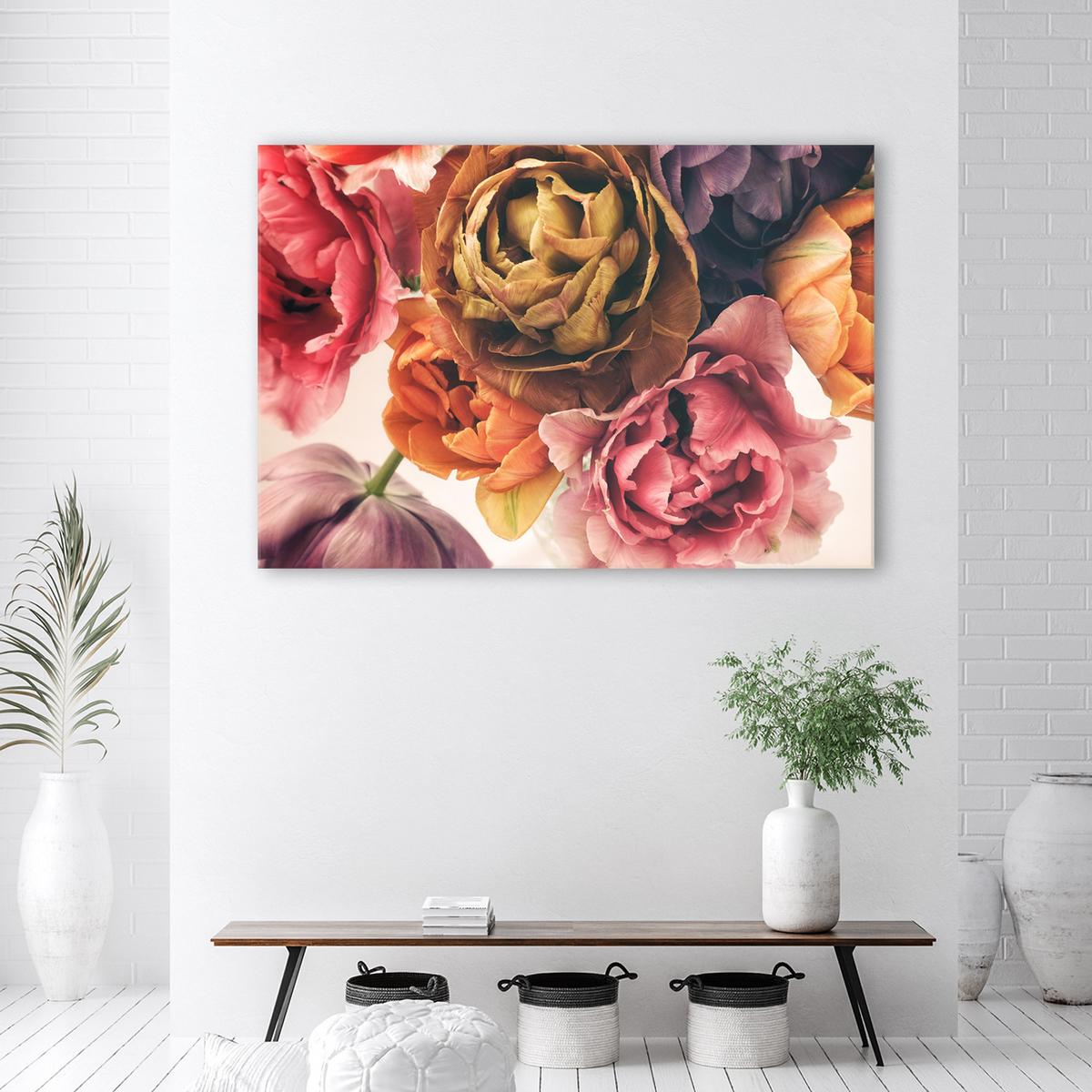 WANDBILD blumenstrauß bunte blumen - Multicolor, Textil (60/40cm) - Feeby