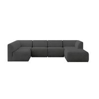WOHNLANDSCHAFT Ottomane Rechts MOVO-L 345x180x78 cm Dunkelgrau Velours - Eschefarben, Holzwerkstoff/Kunststoff (180/78/345cm) - ALTDECOR