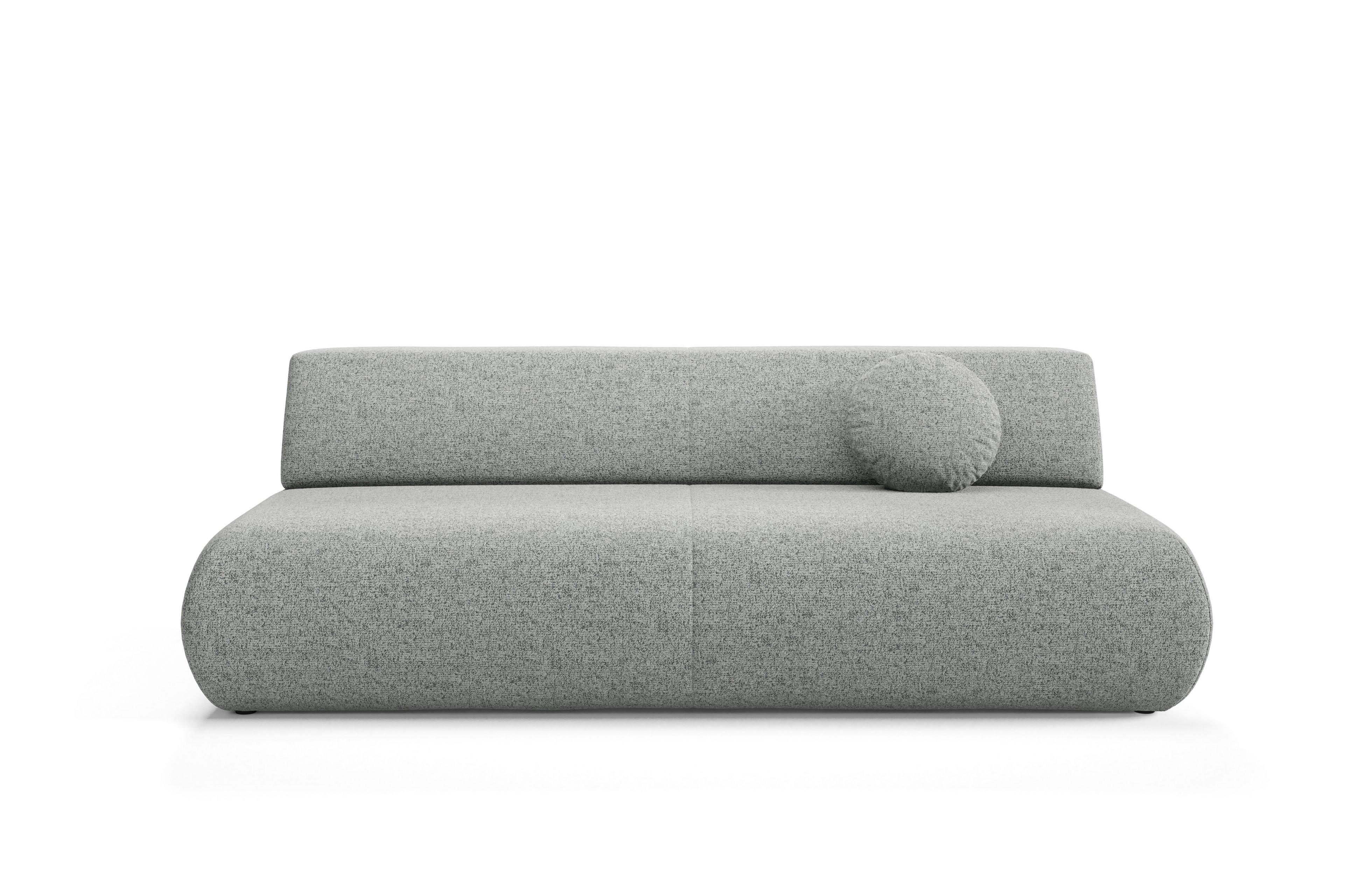 BETTSOFA DELTA Grau Geflochtener Stoff mit Schlaffunktion - Grau, Holz (214/74/100cm) - MASSENO