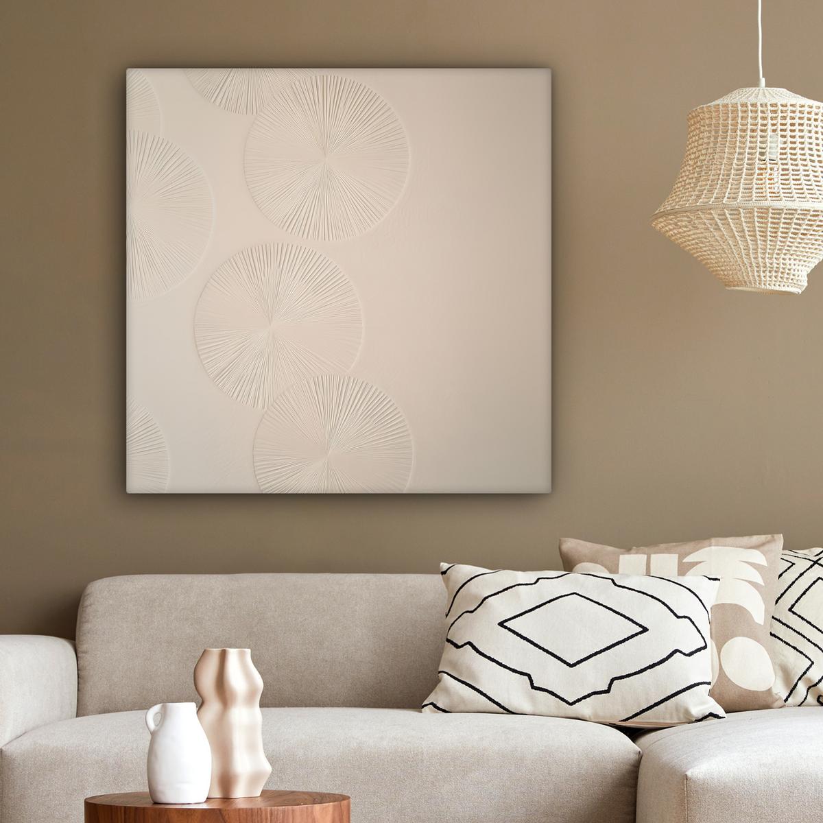LEINWANDBILD Japandi - Beige - Modern Deko Groß 90x90 cm - Ecru, Textil (90/90cm) - MuchoWow