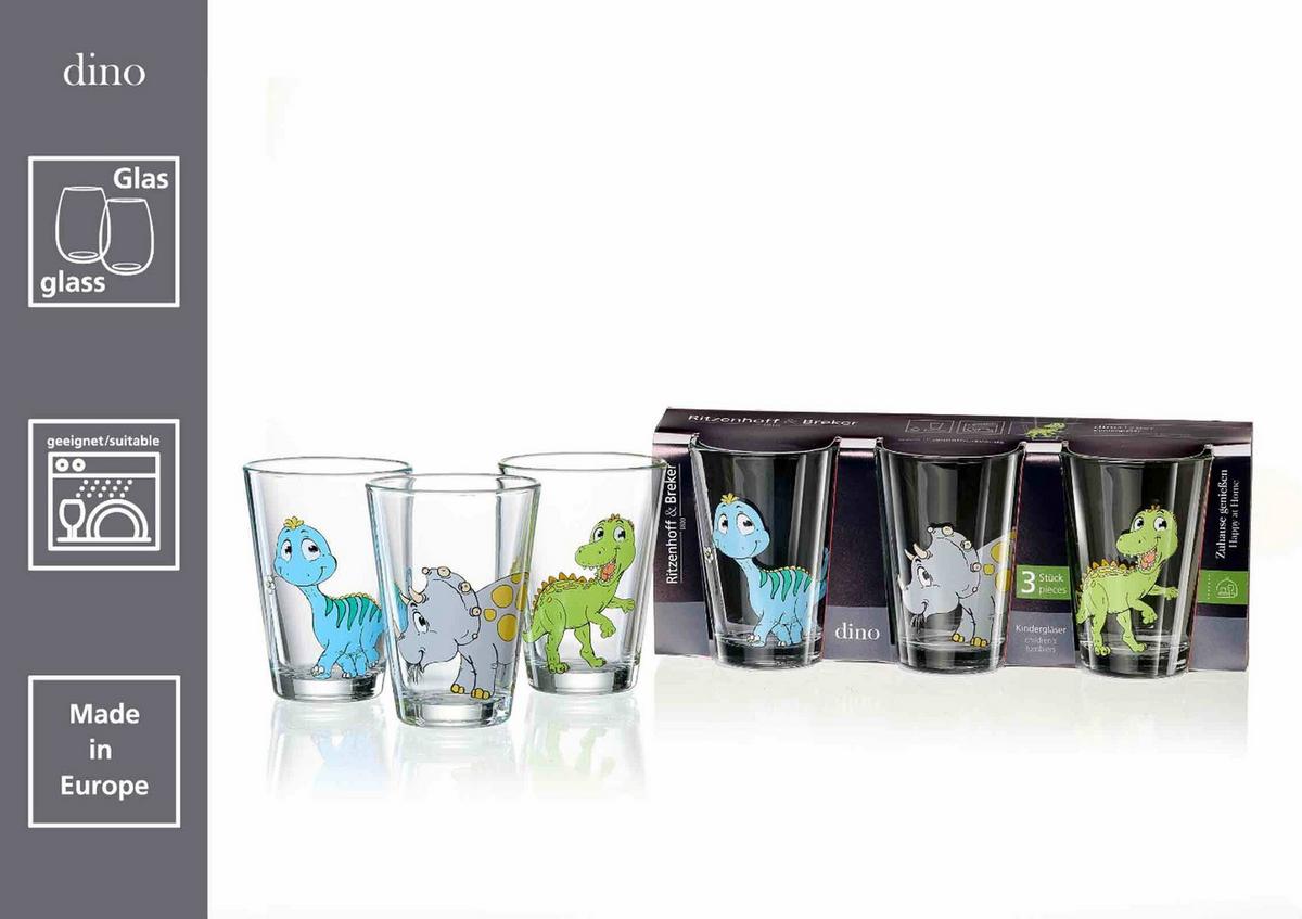 KINDERGLÄSER Dino und Monsterchen bunt 200 ml 6-tlg. - Multicolor, Glas (0.2L) - Ritzenhoff Breker