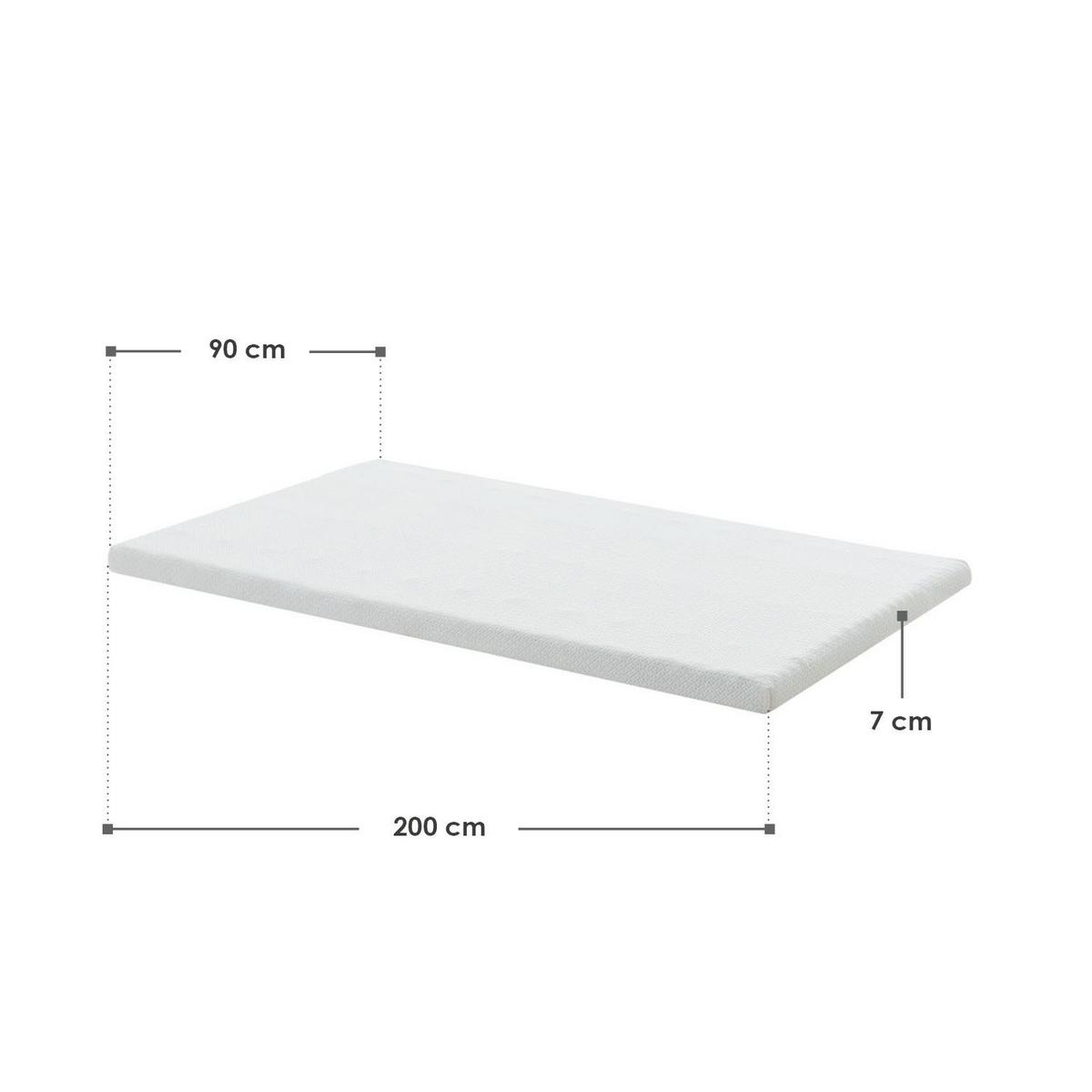TOPPER 90x200 cm 7-Zonen Matratzenschoner aus Memory Foam - Weiß, Textil (90/200cm) - Juskys