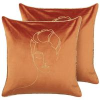 DEKOKISSEN 2er-Set Orange 45/45 cm Crocus - Orange, Textil (45/45cm) - Beliani