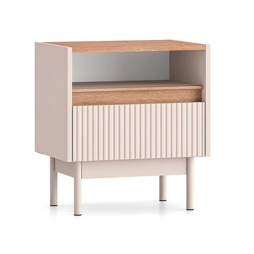 NACHTTISCH Connie Kaschmir und Holz - Beige, Holzwerkstoff (49.8/55/35cm) - Petits-meubles