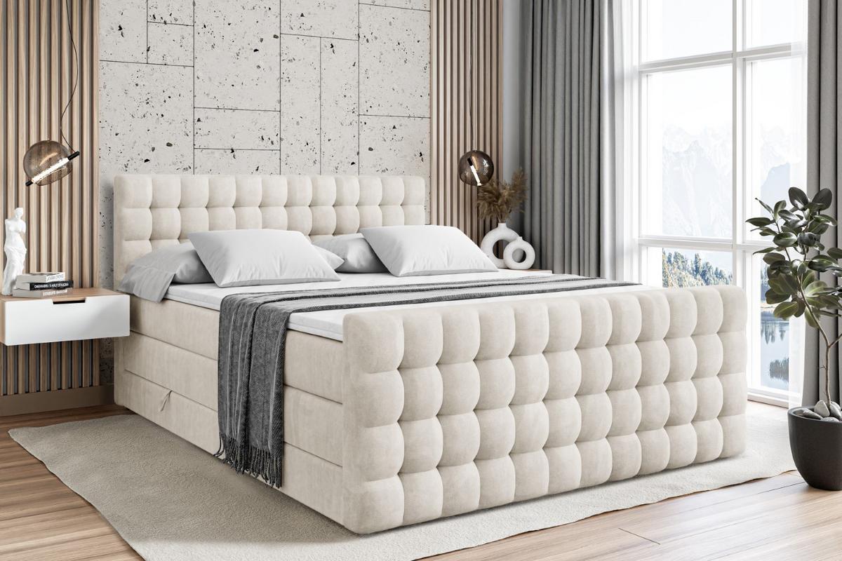 BOXSPRINGBETT VIONE-Z KING - 140 x 200 - H3/H4 - Ecru - Ecru, Holzwerkstoff (140/200cm) - ALTDECOR