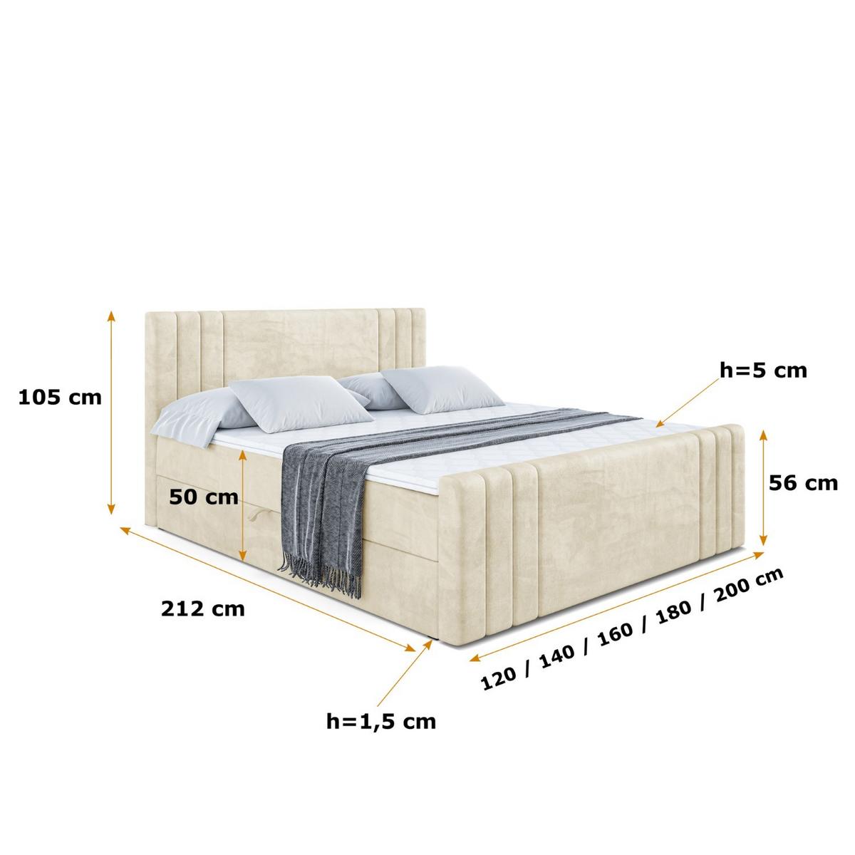 BOXBETT CELESTIA-Z - 180x200 cm - H3 - Beige - Beige, Holzwerkstoff (180/200cm) - ALTDECOR