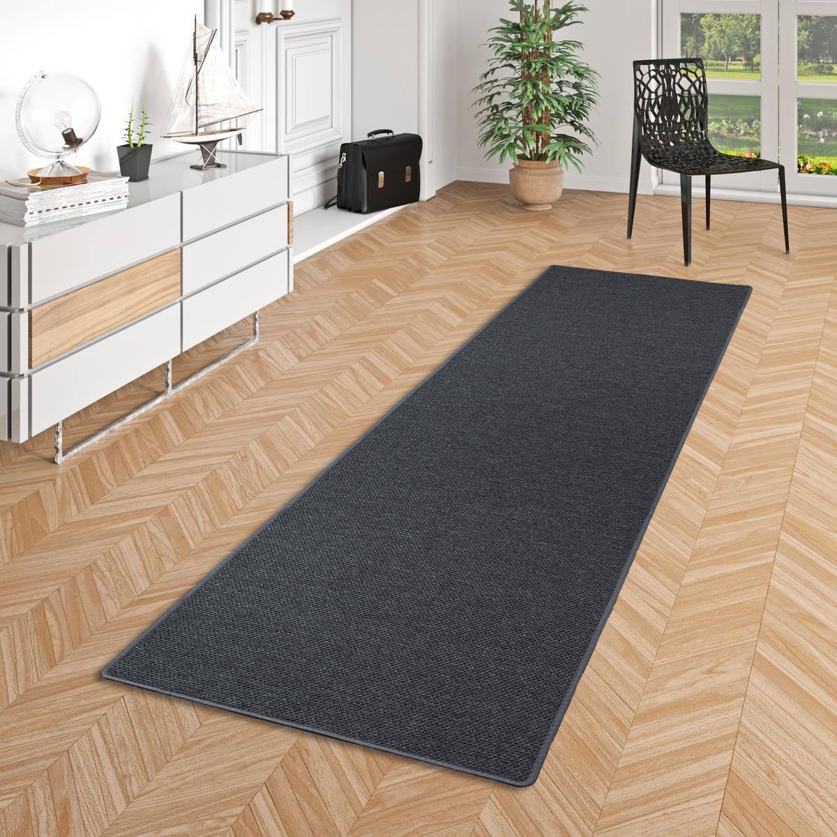 LÄUFER TEPPICH BENTZON FLACHGEWEBE - Anthrazit, Textil (80/240cm) - Snapstyle