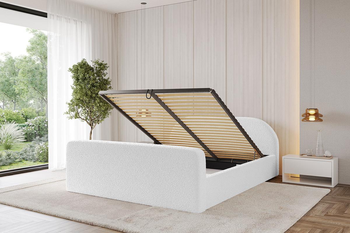 POLSTERBETT mit Bettkasten, Fußteil und Lattenrost, Boxbett mit Matratze H3/H4 - TIVON-Z-V1 180x200 Weiß - Weiß, Holzwerkstoff/Textil (180/200cm) - ALTDECOR