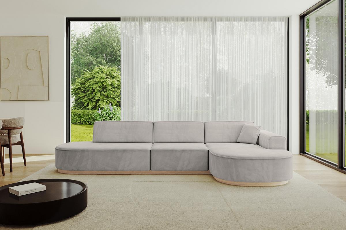 ECKSOFA Ottomane Rechts MARI-L2-v1 - 328x171x83 cm Hellbraun Velours - Hellbraun, Holzwerkstoff/Textil (171/328cm) - ALTDECOR