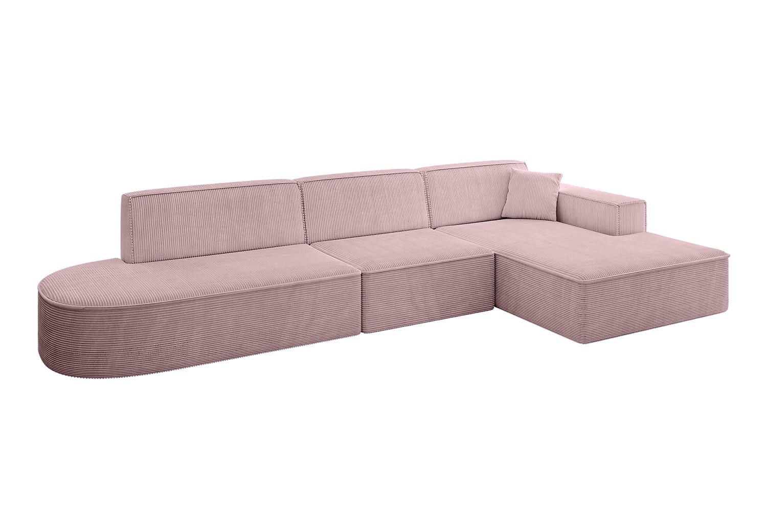 ECKSOFA Ottomane Rechts IREA-L2-v4 - 327x165x77 cm Rosa - Rosa, Holzwerkstoff/Textil (327/165cm) - ALTDECOR