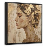 LEINWAND Bilder mit Rahmen - Frau - Gold - Abstrakt - Textur - 20x20 - Goldfarben, Textil (20/20cm) - MuchoWow