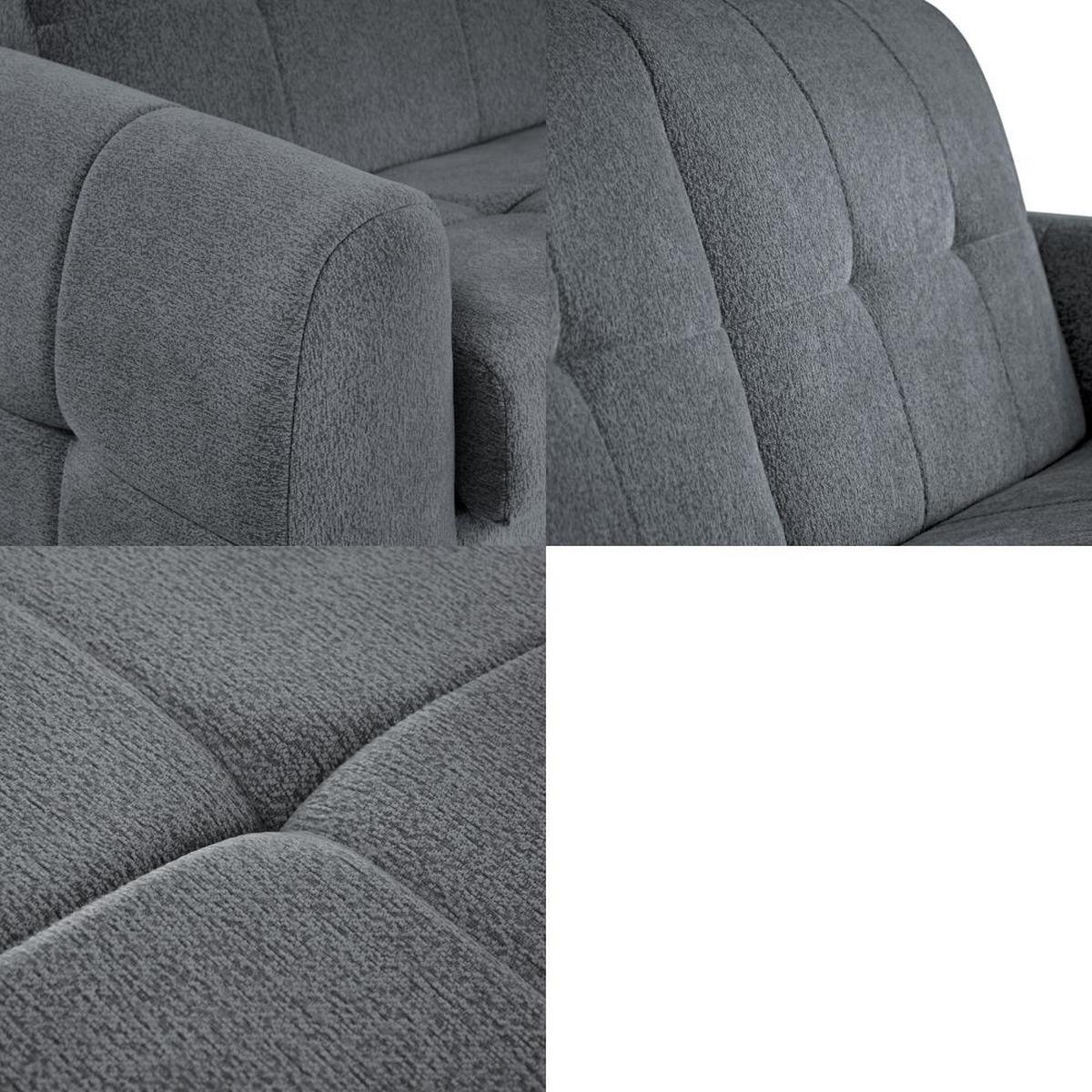 SCHLAFSOFA Pireus mit italienischem Gestell, 160x200, Dunkelgrau - Dunkelgrau/Schwarz, Textil (230/90/100cm) - Beautysofa