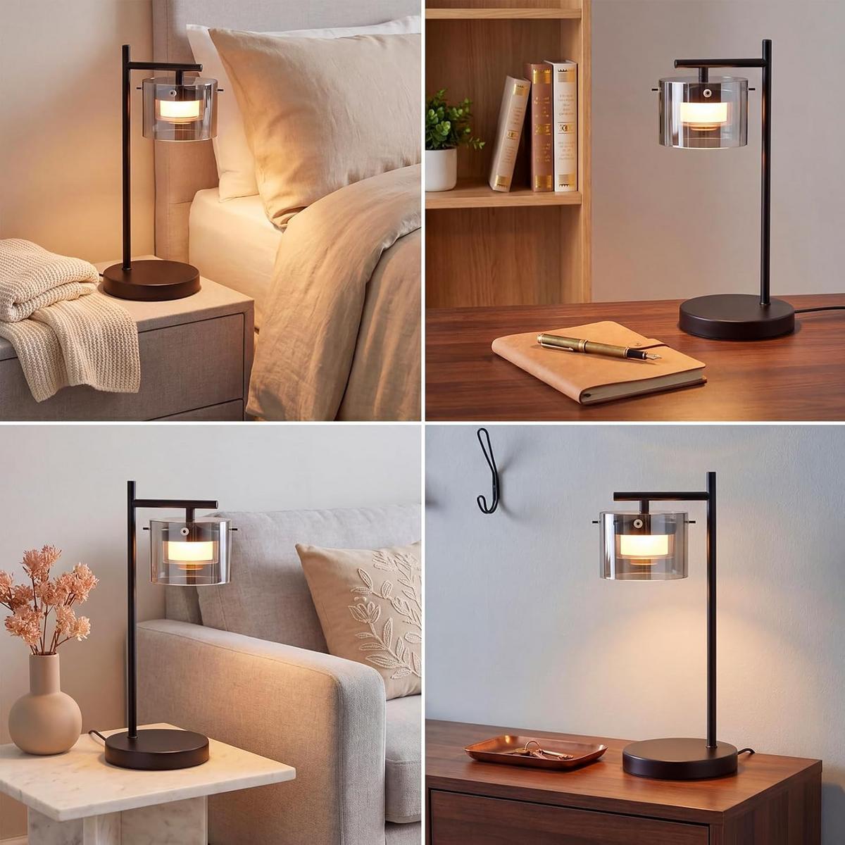 LED TISCHLAMPE Ulenkir 18/12/40 cm - Schwarz, Glas/Metall (18/12/40cm) - ZMH