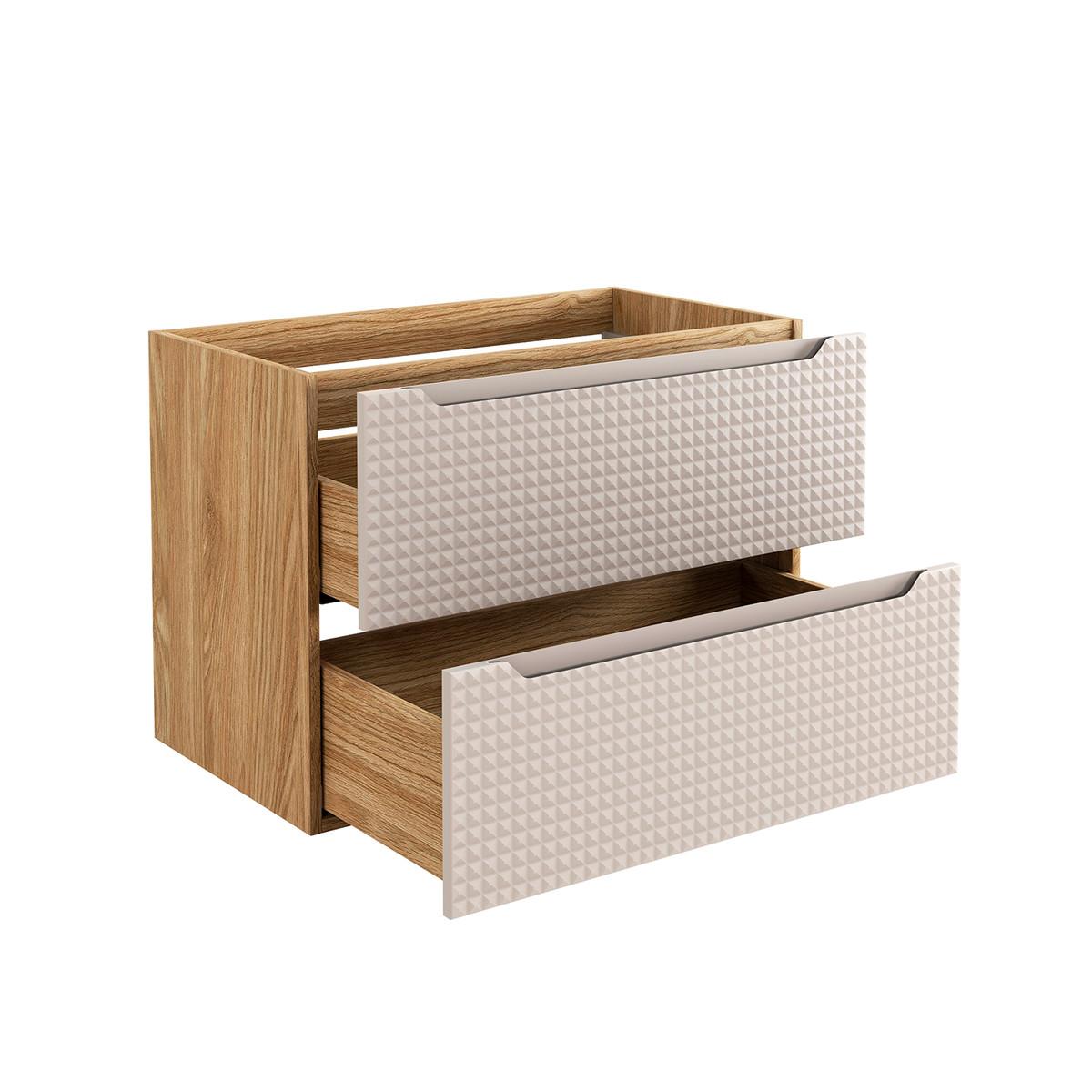 BADMÖBEL 120cm Mallory 2er-Set Beige und Holz - Braun, Holzwerkstoff (120/59.5/46cm) - Petits-meubles