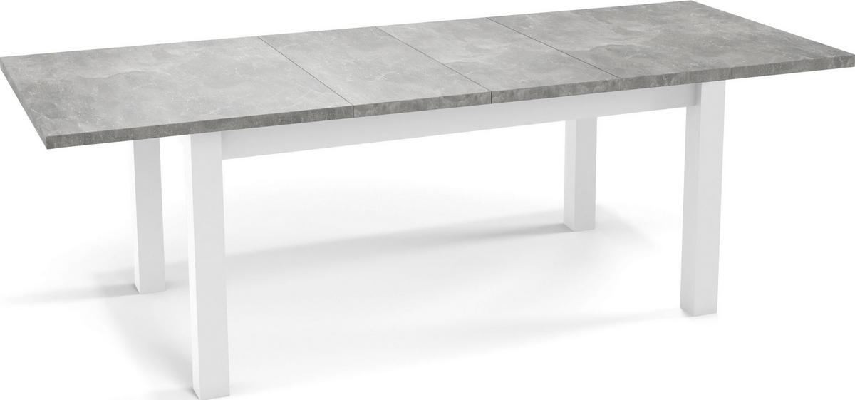 ESSTISCH Molly rechteckig ausziehbar, Grauer Beton 160-240/90/75 cm - Hellgrau/Weiß, Holz/Holzwerkstoff (90/240/75cm) - WFL GROUP
