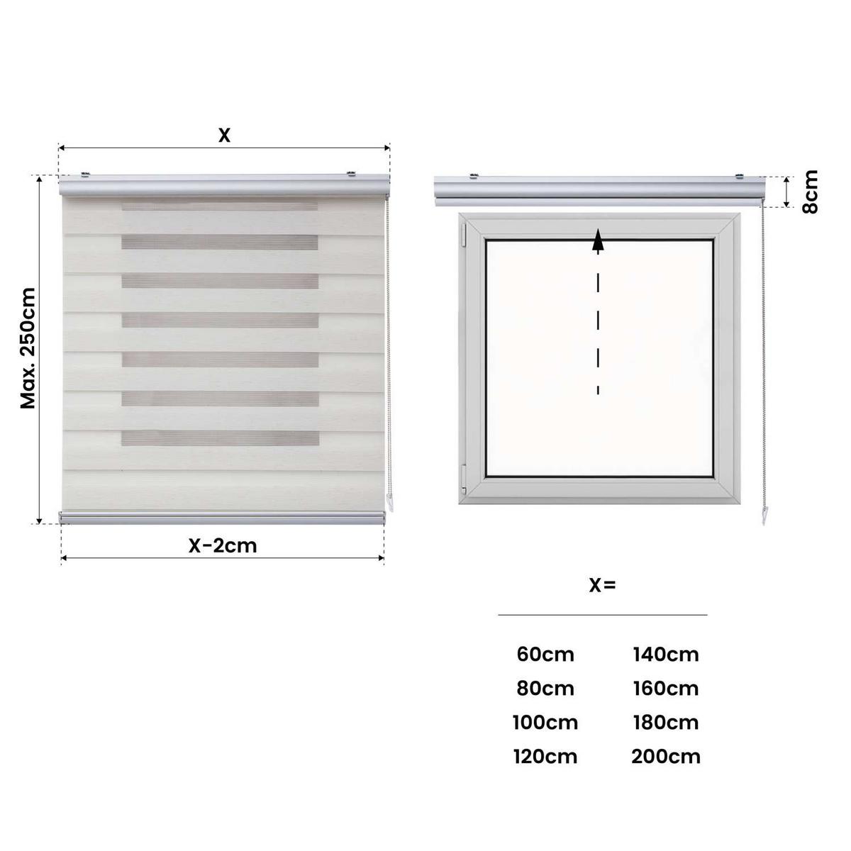 DOPPELROLLO Leinen 200x250 cm - Creme, Kunststoff (200/250cm) - STORESDECO