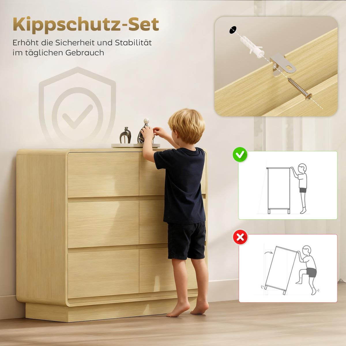 SIDEBOARD MDF Naturholz - Naturfarben, Holzwerkstoff (38/86/100cm) - HOMCOM
