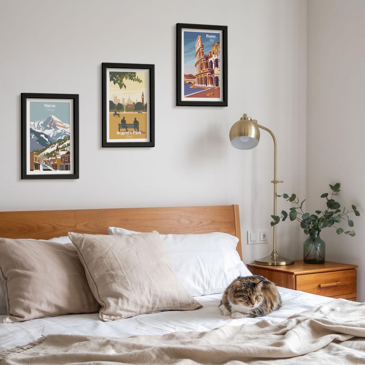 BILDER SET 3er Set - 20x30 cm Schwarzer Rahmen - Ouray Mountains London Coliseum - Schwarz, Kunststoff (20/30cm) - TULUP