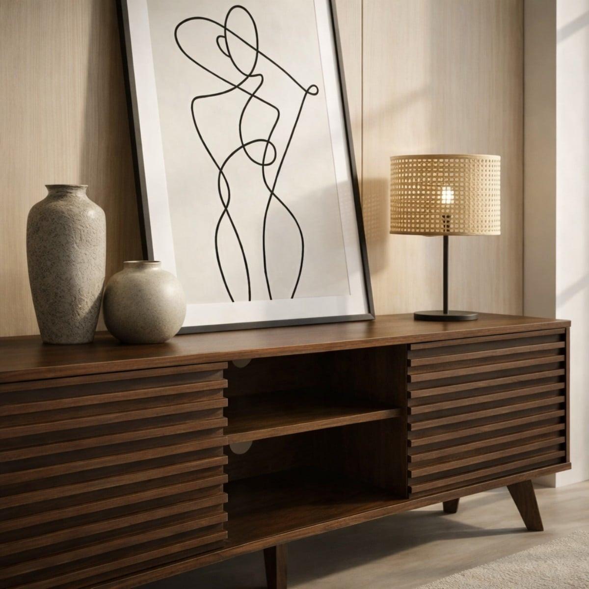 TV-MÖBEL mit Fronten in laminiertem Holz-Effekt fribourg 39/51,5/135 cm - Nussbaumfarben, Holzwerkstoff (135/51.5/47cm) - Calicosy