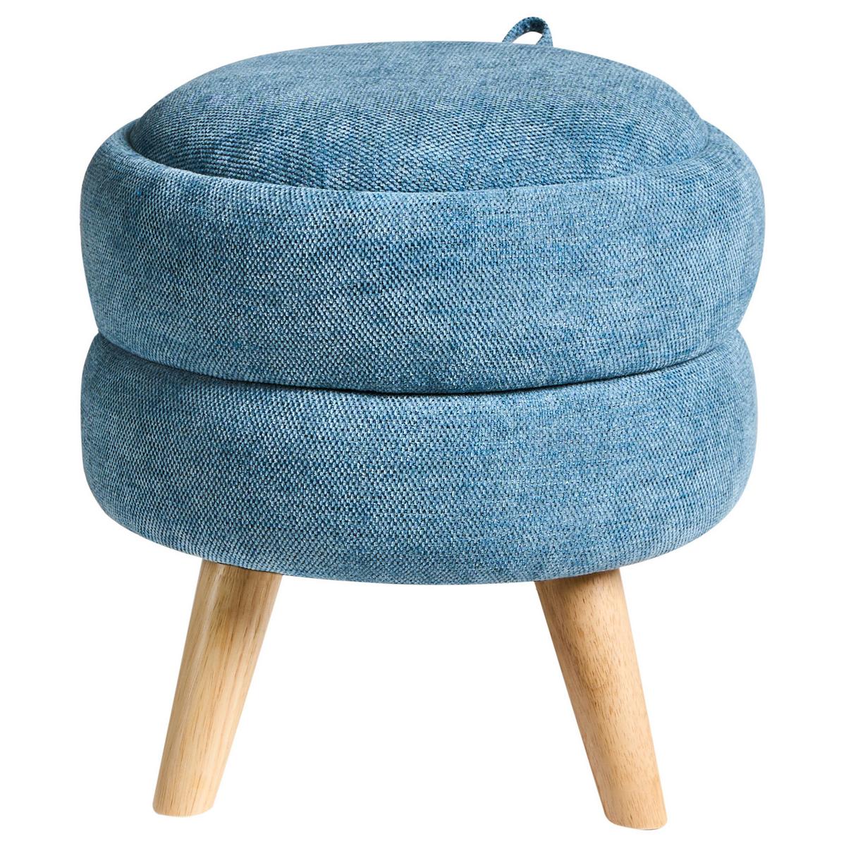 POUF mit Stauraum Chenillegewebe Blau Hawley - Blau, Textil (40/41/40cm) - Beliani