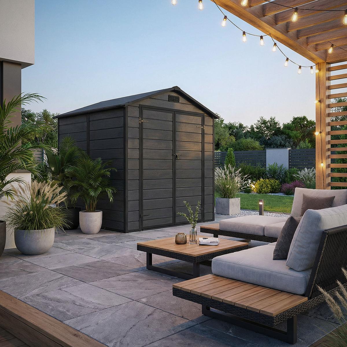 GARTENHAUS Kunststoff mit Boden 5m³ 151x182x220 cm Dunkelgrau - Dunkelgrau, Kunststoff (182/220/151cm) - ECD-Germany