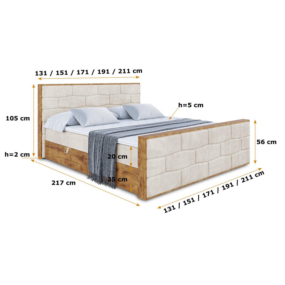 BOXBETT mit Matratze H4 und Lattenrost - LOLLI8-Z - 120x200 - Beige Casablanca - Beige, Holzwerkstoff (120/200cm) - ALTDECOR