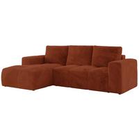 ECKSOFA MONIVA Orange Plüsch - Links - Schwarz/Orange, Textil (164/266cm) - MKS