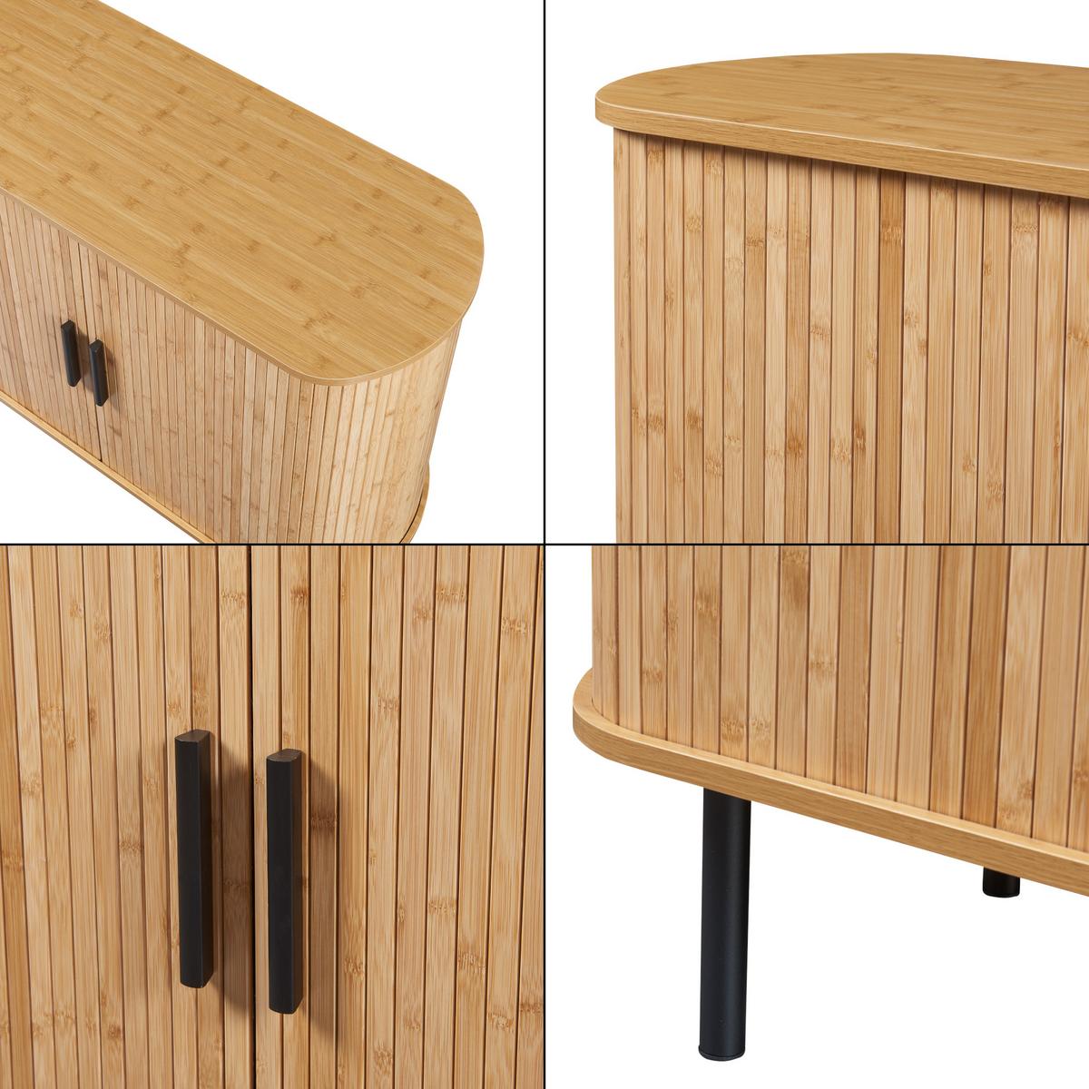SIDEBOARD Tvedestrand - Schwarz/Naturfarben, Holzwerkstoff/Metall (100/80/40cm) - [en.casa]