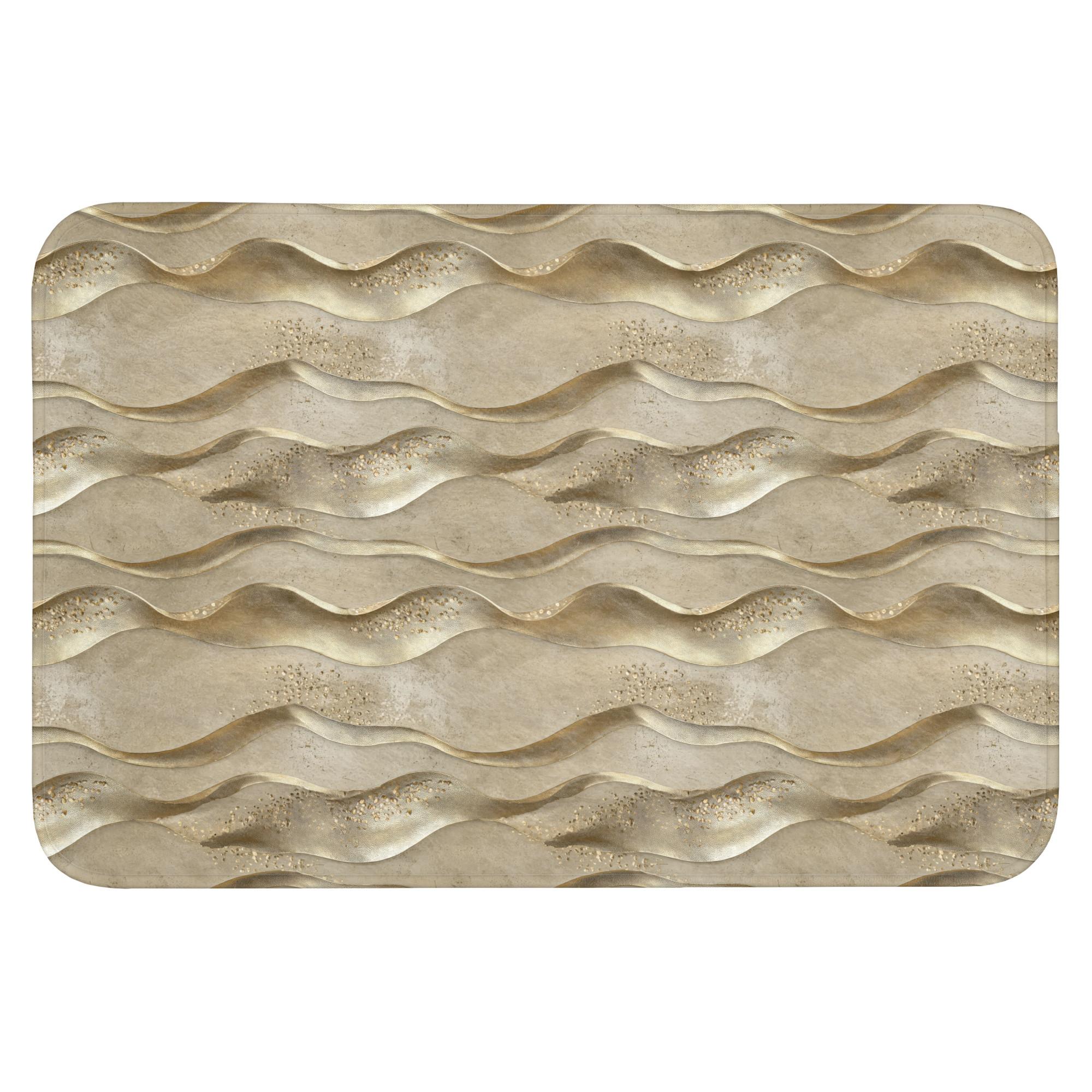 BADEMATTE Wellen - Muster - Gold Badvorleger 90x60 cm - Messingfarben, Textil (90/60cm) - OnlyWow