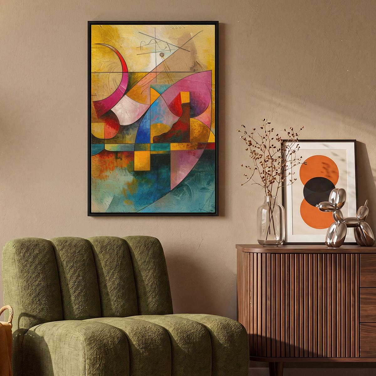 LEINWAND Bilder mit Rahmen - Kunst - Abstrakt - Modern - 60x90 - Gelb, Textil (60/90cm) - MuchoWow
