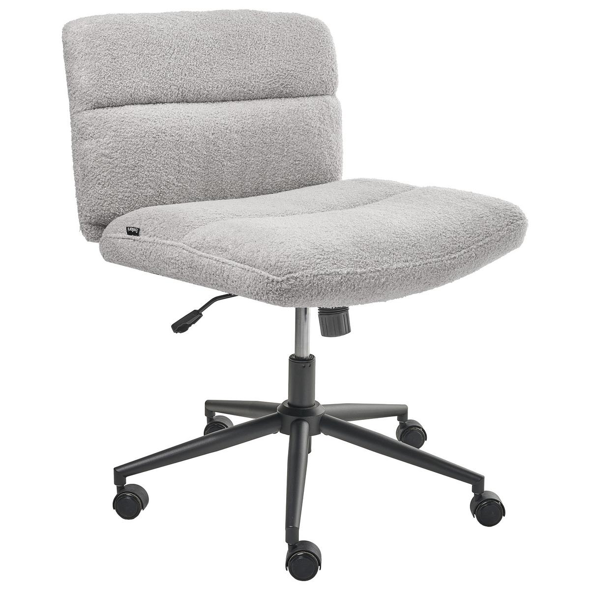 SCHREIBTISCHSTUHL Bouclé Hellgrau Catlin - Hellgrau, Textil (64/80/68cm) - Beliani