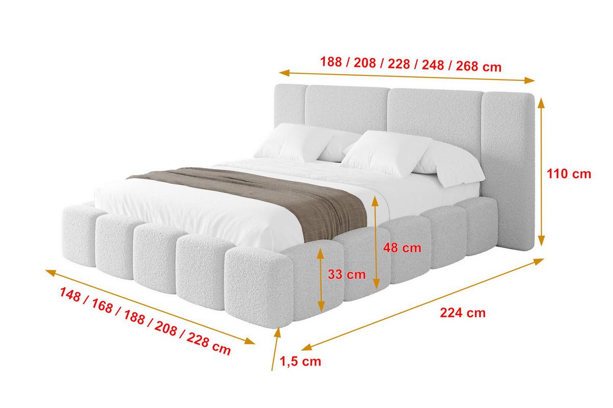 POLSTERBETT mit Bettkasten und Lattenrost, Boxbett ohne Matratze - NILO 120x200 Hellgrau - Taupe, Holzwerkstoff/Textil (120/200cm) - ALTDECOR