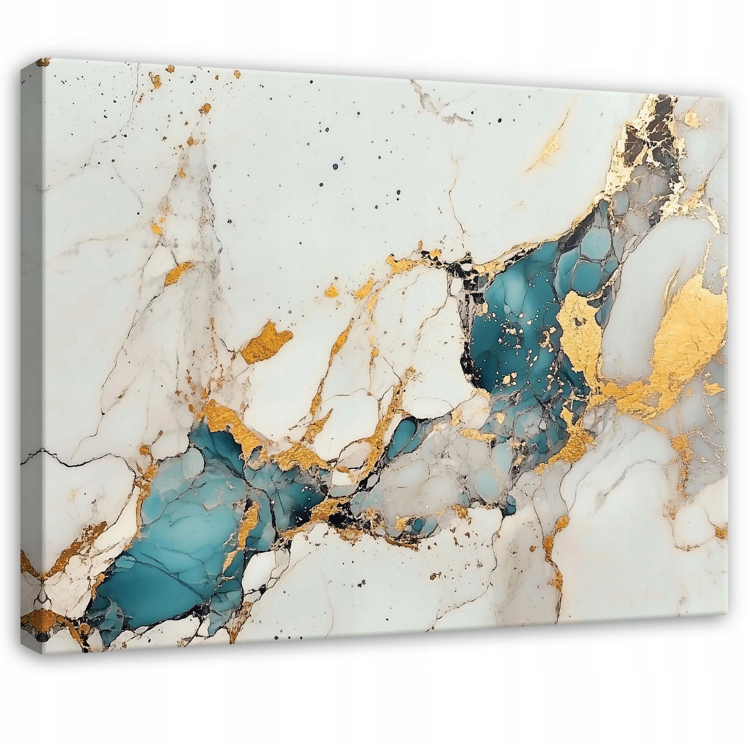 LEINWANDBILD Abstrakt Marmor Grau Gold Modern Wohnzimmer 120x80 - Grau, Holzwerkstoff (120/80cm) - Wallarena