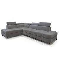 ECKSOFA AVISE M L-S Grau Velours-Stoff mit Schlaffunktion - Grau, Holzwerkstoff/Textil (268/195cm) - MASSENO