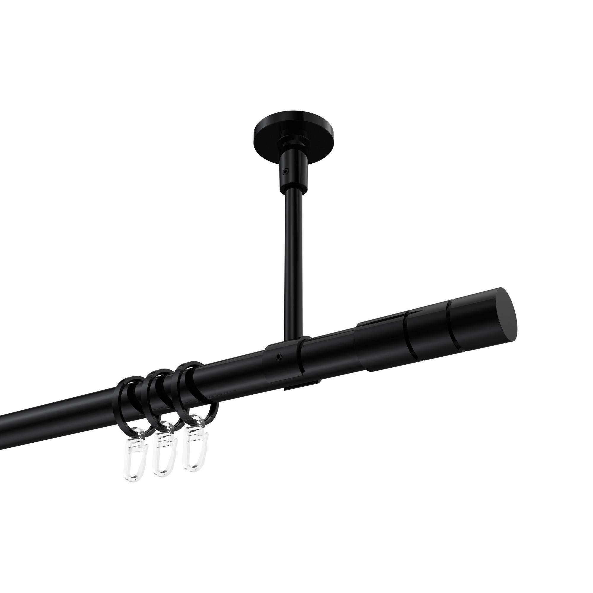 GARDINENSTANGE Sonette Elanto 320 cm (geteilt in 2 x 160 cm), 1-läufig, 20 mm Ø Schwarz - Schwarz, Metall (320cm) - INTERDECO