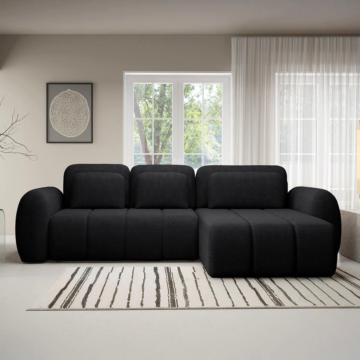 ECKSOFA Cesar 3 Sitzplätze Schwarz - Schwarz, Holz (304/190cm) - Petits-meubles