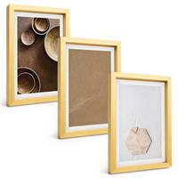 BILDER SET 3er Set - 20x30 cm Goldrahmen - Minimalistische Texturen und Farben - Goldfarben, Kunststoff (20/30cm) - TULUP
