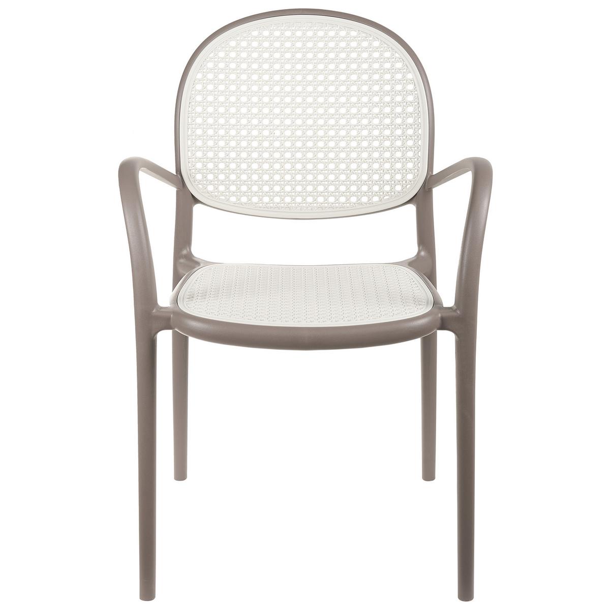 GARTENSTUHL 2er-Set Hellbraun Povoletto - Hellbraun/Weiß, Kunststoff (50/85/50cm) - Beliani
