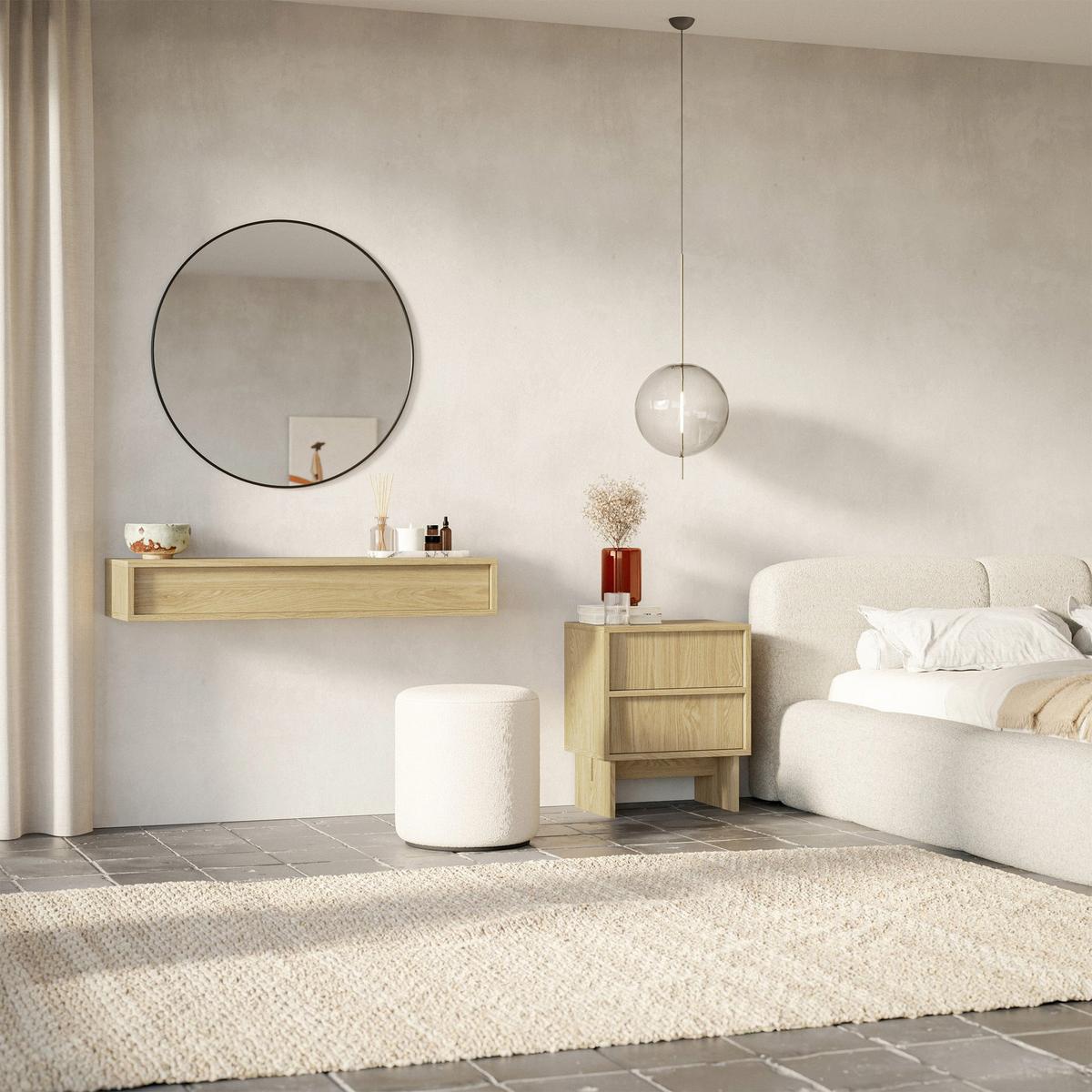 WANDKONSOLE Sanva Eiche geölt Optik 90 cm - Beige, Holzwerkstoff (90/17/35cm) - Selsey